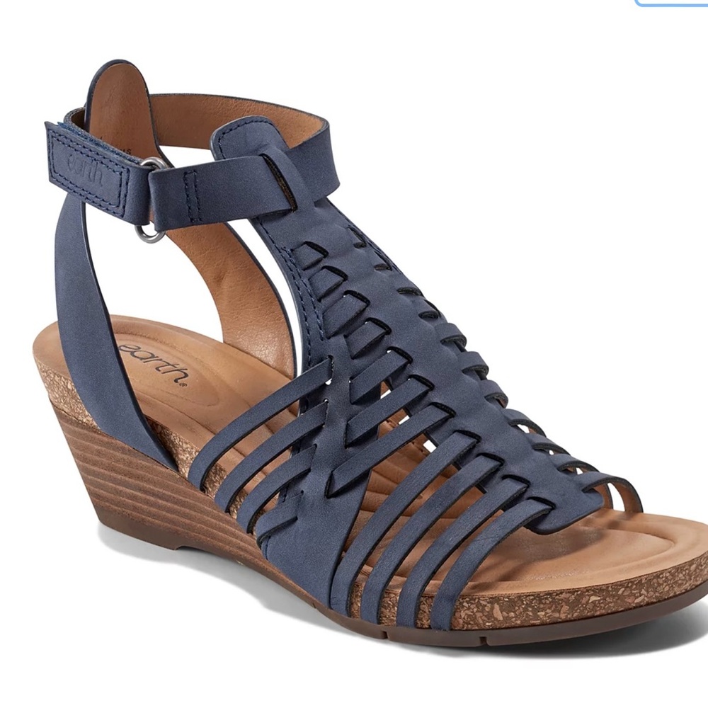 Earth Origins Navy Strappy Wedge Sandals